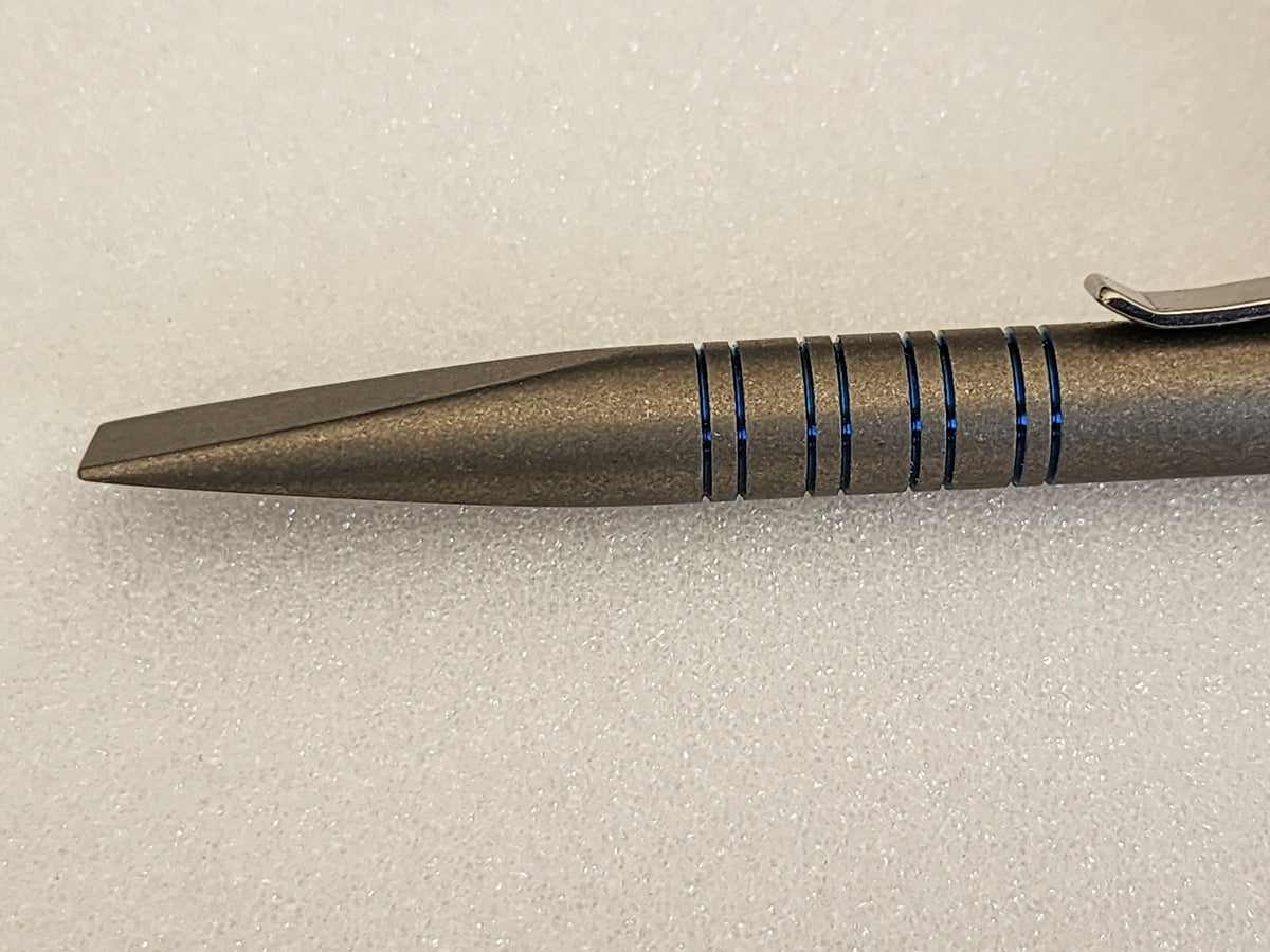 MIG Pocket Pry Bar (Titanium) - Rough Tumble and Blue