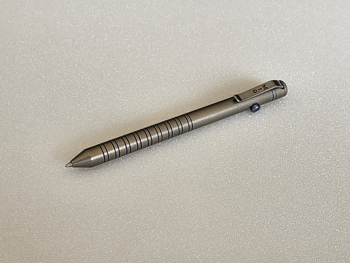 MIG Bolt Pen (Titanium) - Blue Grooves