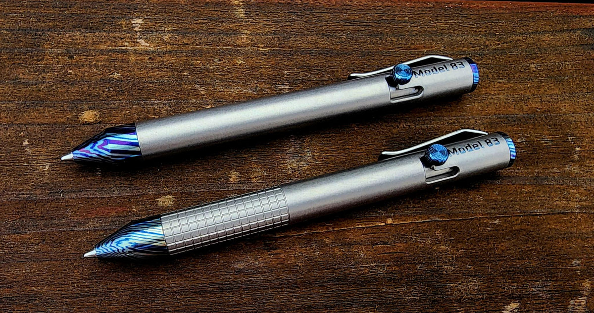 Model 83- Titanium with Blue Timascus Accents