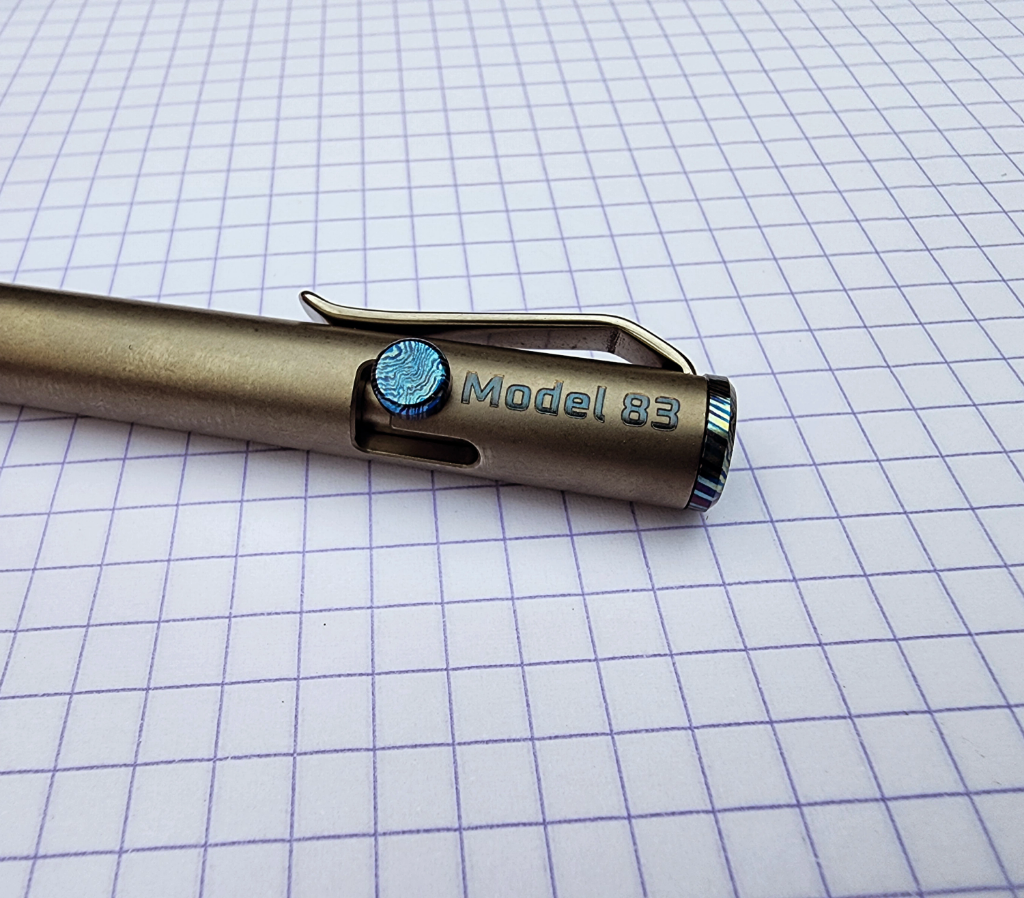 Model 83- Titanium with Blue Timascus Accents