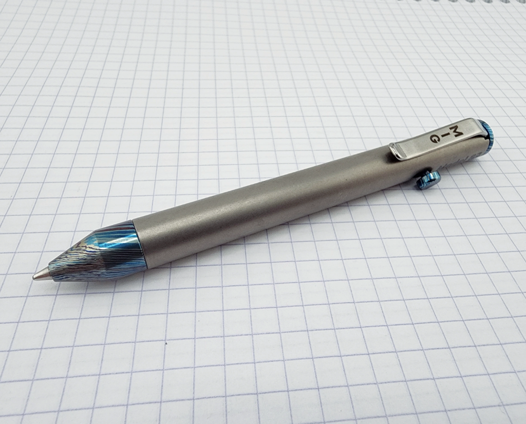 Model 83- Titanium with Blue Timascus Accents