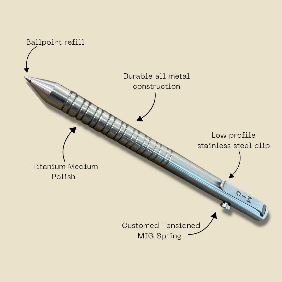 silver titanium bolt pen
